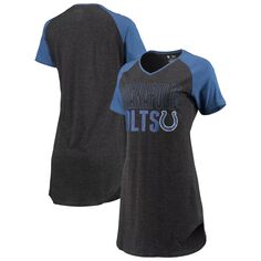 Женская спортивная черная/меленая ночная рубашка Royal Indianapolis Colts Meter реглан с v-образным вырезом Unbranded