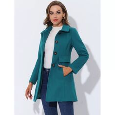 Женское винтажное пальто с лацканами и воротником, однобортное зимнее пальто средней длины ALLEGRA K