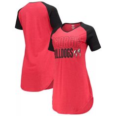 Женская ночная рубашка Concepts Sport красная/черная Georgia Bulldogs реглан с v-образным вырезом Unbranded