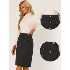 Женская замшевая юбка длиной до колена, пуговицы, передние карманы, декор, юбки трапециевидной формы ALLEGRA K, коричневый