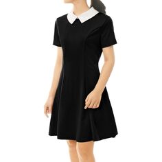 Женское расклешенное платье с контрастным воротником и короткими рукавами «Питер Пэн» ALLEGRA K