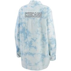 Женская одежда Erin Эндрюс Джинсовая рубашка на пуговицах с длинными рукавами и шамбре Chicago Bears Unbranded
