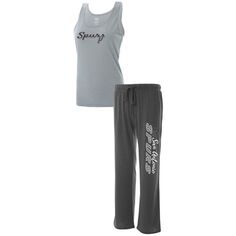Женский спортивный комплект с принтом «Серый/угольный» San Antonio Spurs, топ на бретелях и брюки больших размеров, комплект для сна Unbranded
