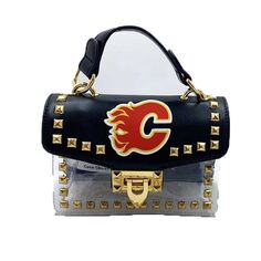 Прозрачная сумка через плечо Cuce Calgary Flames с заклепками Unbranded