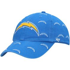 Женская регулируемая шляпа пудрово-синего цвета &apos;47 Los Angeles Chargers Confetti Clean Up Unbranded