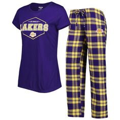 Женская футболка Concepts Sport фиолетового/золотого цвета со значком Лос-Анджелес Лейкерс и пижамные штаны, комплект для сна Unbranded
