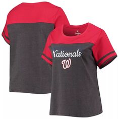 Женская темно-серая/красная футболка Washington Nationals больших размеров с цветными блоками Unbranded