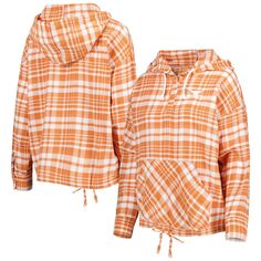 Женский клетчатый пуловер с капюшоном и худи для женщин Concepts Sport Texas Orange Texas Longhorns Mainstay Unbranded