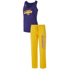 Женская спортивная золотистая/фиолетовая майка и брюки Los Angeles Lakers Racerback, комплект для сна для женщин Concepts Unbranded