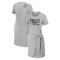 Женская одежда Erin Andrews Хизер Серое платье-футболка с узлом New York Yankees Unbranded