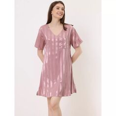 Женская пижама, атласное платье, ночная рубашка, одежда для сна, ночная рубашка ALLEGRA K, розовый