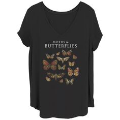 Детская футболка больших размеров с V-образным вырезом и рисунком «Мотыльки и бабочки» Licensed Character