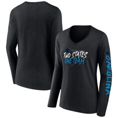 Женская футболка с длинными рукавами и v-образным вырезом с логотипом Fanatics Black Carolina Panthers Hometown Fanatics