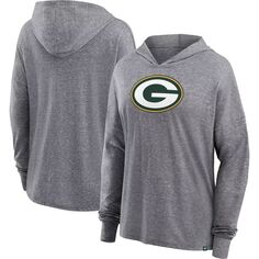 Женский уютный пуловер с капюшоном Fanatics Heather Grey Green Bay Packers Fanatics