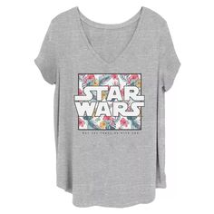 Детская футболка больших размеров с цветочным принтом и графическим логотипом «Звездные войны Да пребудет с тобой сила» Star Wars