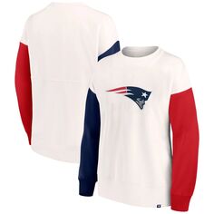 Женский пуловер с логотипом Fanatics белого цвета с цветными блоками New England Patriots Fanatics
