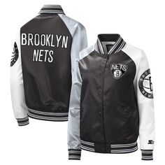 Женская базовая черная куртка Brooklyn Nets The Prospect с длинными кнопками реглан Starter