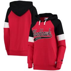 Женский стартовый красный/черный пуловер с капюшоном Chicago Blackhawks реглан Starter