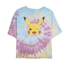 Укороченная футболка с принтом «Покемон Пикачу» для юниоров Wink Face Tie Dye Licensed Character