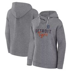 Женский пуловер с капюшоном Fanatics с логотипом Heather Grey Detroit Tigers Script Favorite Fanatics