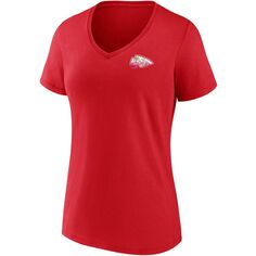 Красная женская футболка Fanatics с v-образным вырезом и надписью Kansas City Chiefs Team ко Дню матери Fanatics