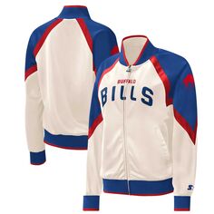 Женская стартовая спортивная куртка белого цвета/королевского цвета Buffalo Bills Overtime с молнией во всю длину реглан Starter