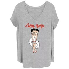 Белое платье Betty Boop Marilyn Monroe для юниоров больших размеров, футболка с v-образным вырезом и рисунком Licensed Character