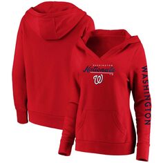 Женский красный пуловер с капюшоном Fanatics с логотипом Washington Nationals Core High Class Crossover Fanatics
