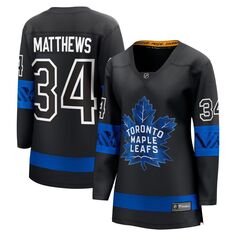 Женская футболка с логотипом Fanatics Auston Matthews Black Toronto Maple Leafs Alternate Premier Breakaway, двусторонняя футболка для игроков Fanatics