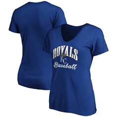 Женская футболка с v-образным вырезом и надписью Fanatics Royal Kansas City Royals Victory Script Fanatics