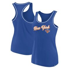 Женская синяя майка с фирменным логотипом Fanatics New York Knicks и логотипом Racerback Fanatics