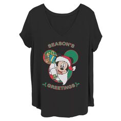 Рождественская футболка Juniors&apos; Plus Disney с Микки Маусом и сезонными поздравлениями Licensed Character
