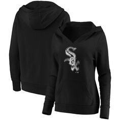 Женский пуловер с капюшоном Fanatics, черный пуловер с v-образным вырезом и логотипом Chicago White Sox Core Team Fanatics