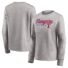 Женский серый пуловер с круглым вырезом и фирменным логотипом Fanatics из меланжевого цвета с принтом «Техас Рейнджерс» Fanatics