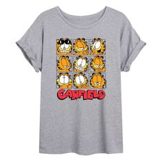 Размерная футболка с рисунком Garfield Faces Grid для юниоров Licensed Character