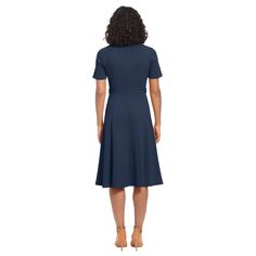 Женское однотонное расклешенное платье с боковой окантовкой London Times London Times, темно-синий