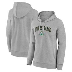 Женский пуловер с капюшоном Fanatics цвета Хизер серого цвета Notre Dame Fighting Irish Evergreen Campus Fanatics