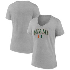 Женская футболка Fanatics с логотипом Heather Grey Miami Hurricanes Evergreen Campus с v-образным вырезом Fanatics