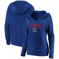 Женский пуловер с капюшоном и v-образным вырезом Fanatics Royal Chicago Cubs Core Team Lockup Fanatics