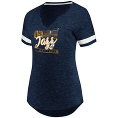 Женская футболка темно-синего/белого цвета с логотипом Fanatics Utah Jazz Showtime Winning With Pride с вырезом на шее Fanatics