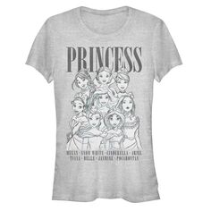 Облегающая футболка Disney&apos;s Juniors&apos; Disney Princesses Sketch Concept Licensed Character