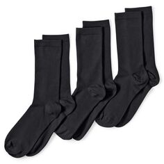 Женские однотонные носки с бесшовным носком Land End, 3 упаковки Lands&apos; End, черный