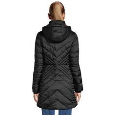 Женское плюшевое зимнее пальто с капюшоном из искусственного меха Land End Lands&apos; End, черный