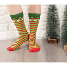 Christmas Elf Socks, праздничные полосатые носки для мужчин и женщин (унисекс, 2 пары) Toe-Tally Sox