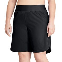 Плюс размер Lands&apos; End 9-дюймовые быстросохнущие шорты для плавания с эластичной резинкой на талии, накидка Lands&apos; End, черный