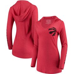 Женский красный пуловер с капюшоном Majestic Threads Toronto Raptors Tri-Blend с v-образным вырезом Majestic