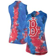 Женская майка Majestic Threads красного/синего цвета Boston Red Sox Tie-Dye Tri-Blend Muscle Tank Majestic