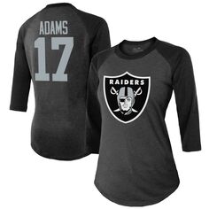 Женская черная футболка Majestic Threads Davante Adams Las Vegas Raiders с именем и номером игрока реглан с рукавами 3/4 Majestic