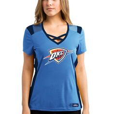 Женская футболка Majestic синего/темно-синего цвета с v-образным вырезом Oklahoma City Thunder Draft Me Majestic