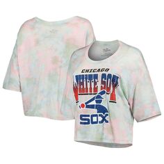 Женская укороченная футболка свободного кроя из трех смесей с принтом тай-дай Majestic Threads Chicago White Sox Cooperstown Collection Majestic